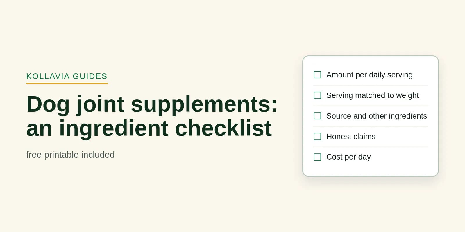 A Practical Ingredient Checklist for Dog Joint Supplements